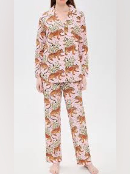 Nwt Printfresh Pink Bagheera Long Pajama Set Size Small